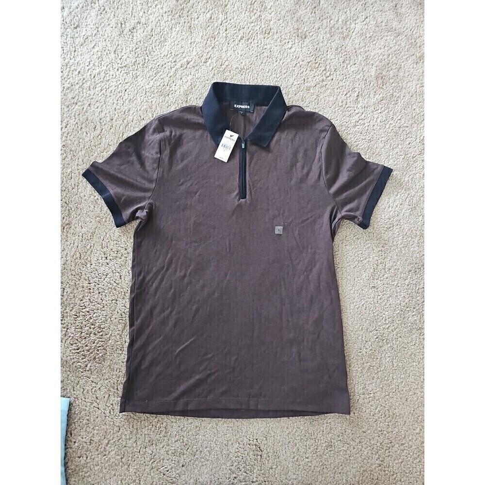 Express Men's Polo Shirt Short Sleeve Small Brown Black